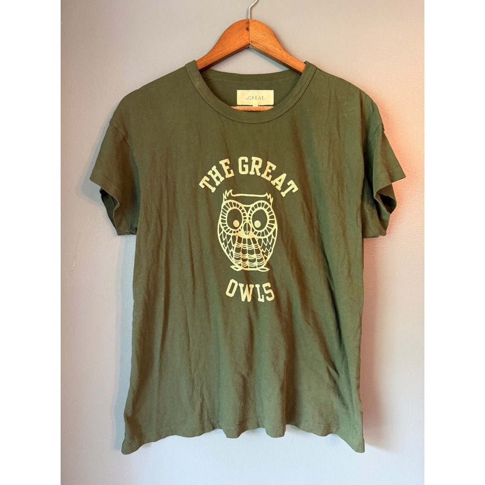 The Great Owls Graphic Tee Forest Green Short Sleeve Crewneck Size 1 USA Made